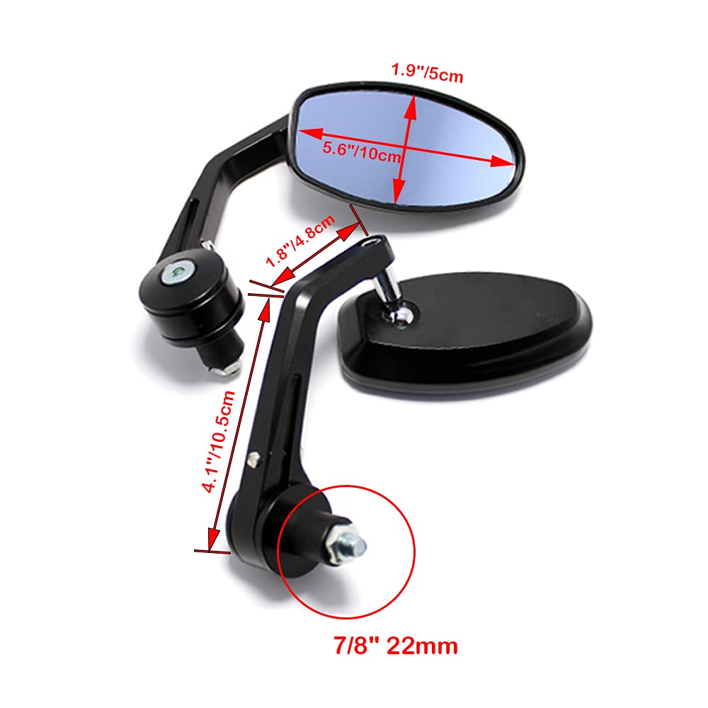 Side view of oval motorcycle mirror