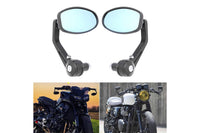 Thumbnail for Oval shaped bar end mirror on black handlebar