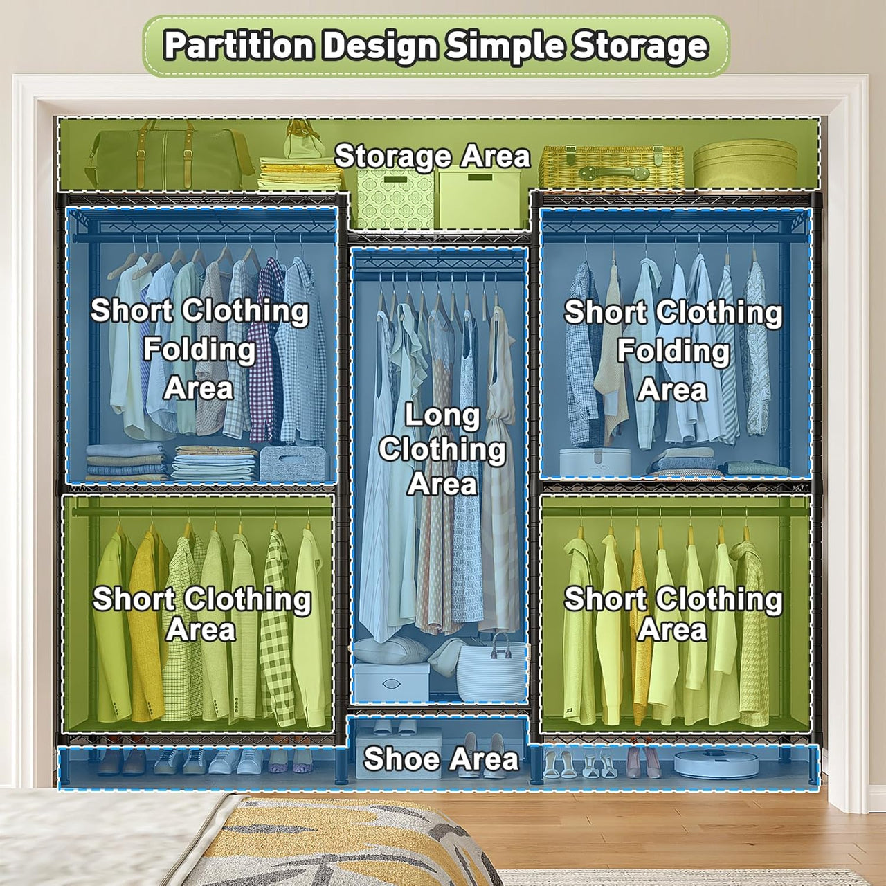 Metal Wardobe Rack Metal Wardrobe Clothes Rack Organizer Black Adjustable Shelves – Homyspire