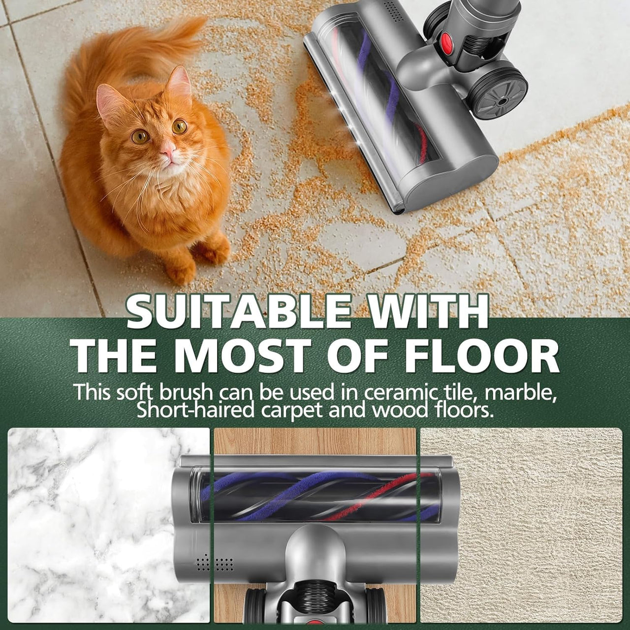 LED Light Roller Brush For Dyson V7 V8 V10 V11 SV14 V15 Head Motorhead