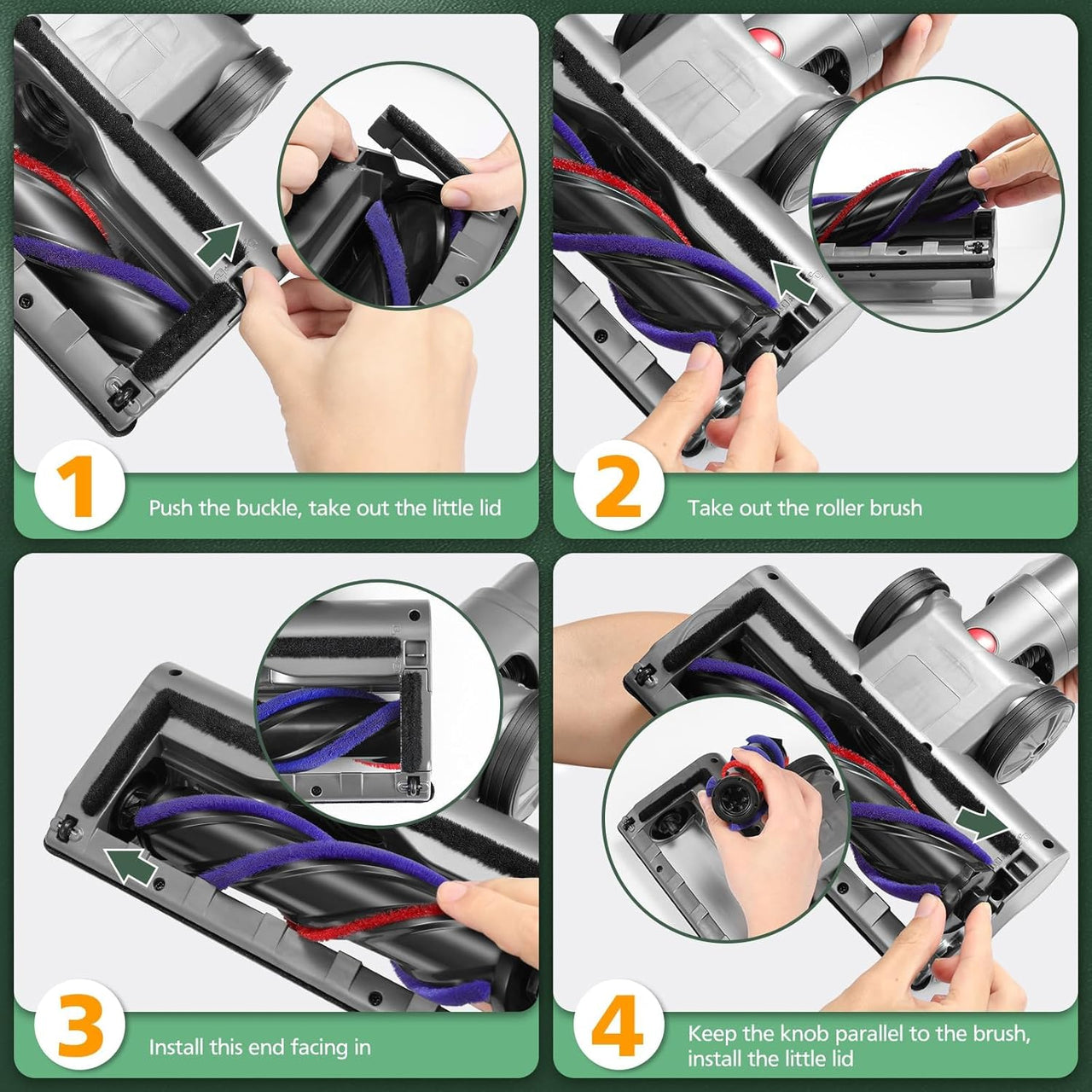 LED Light Roller Brush For Dyson V7 V8 V10 V11 SV14 V15 Head Motorhead