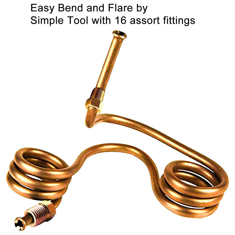 Brake Line Tubing Kit 3/16" OD 25 FT Coil Roll with Fittings