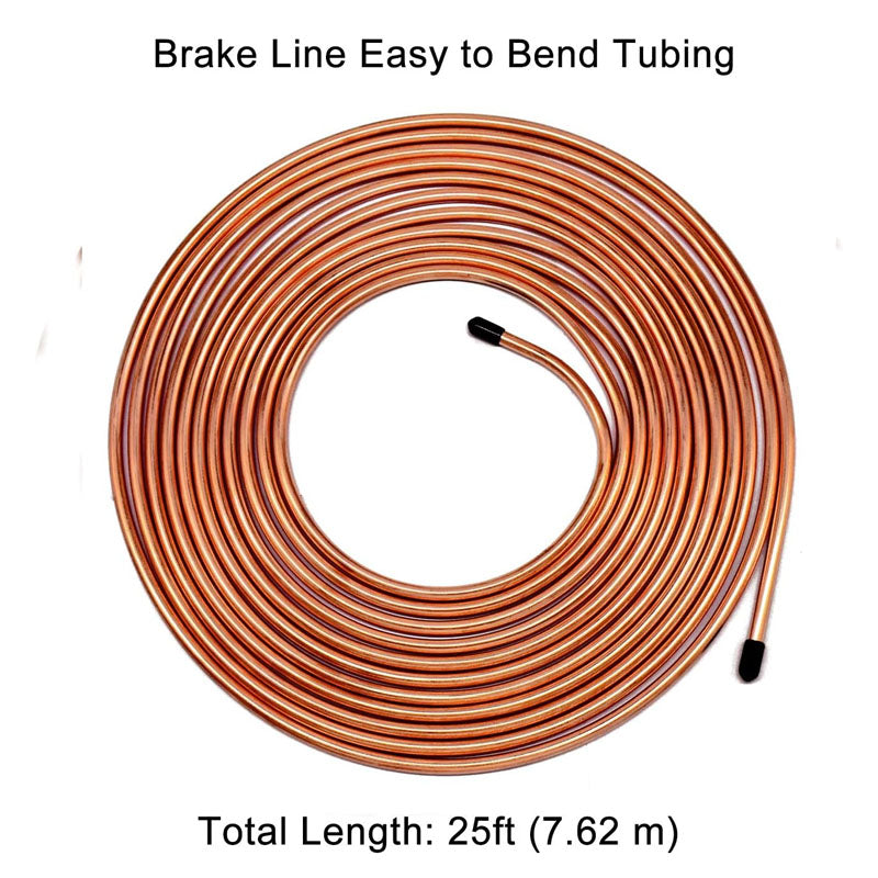 Brake Line Tubing Kit 3/16" OD 25 FT Coil Roll with Fittings