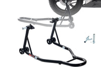 Thumbnail for Close-up of heavy-duty steel frame on motorcycle stand