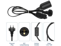 Thumbnail for 1PC E27 Socket With Wire Lamp Holder For Bulb With Power Cord Electrical Outlet