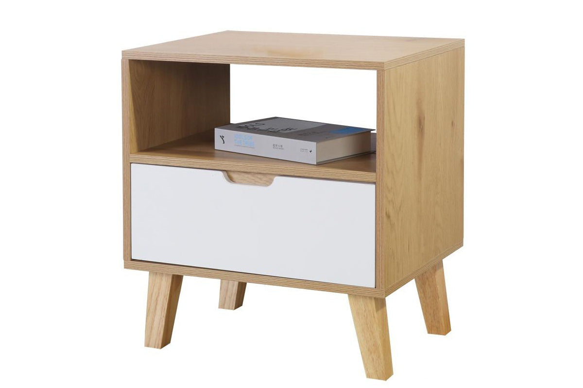 Nightstand with open shelf for storage