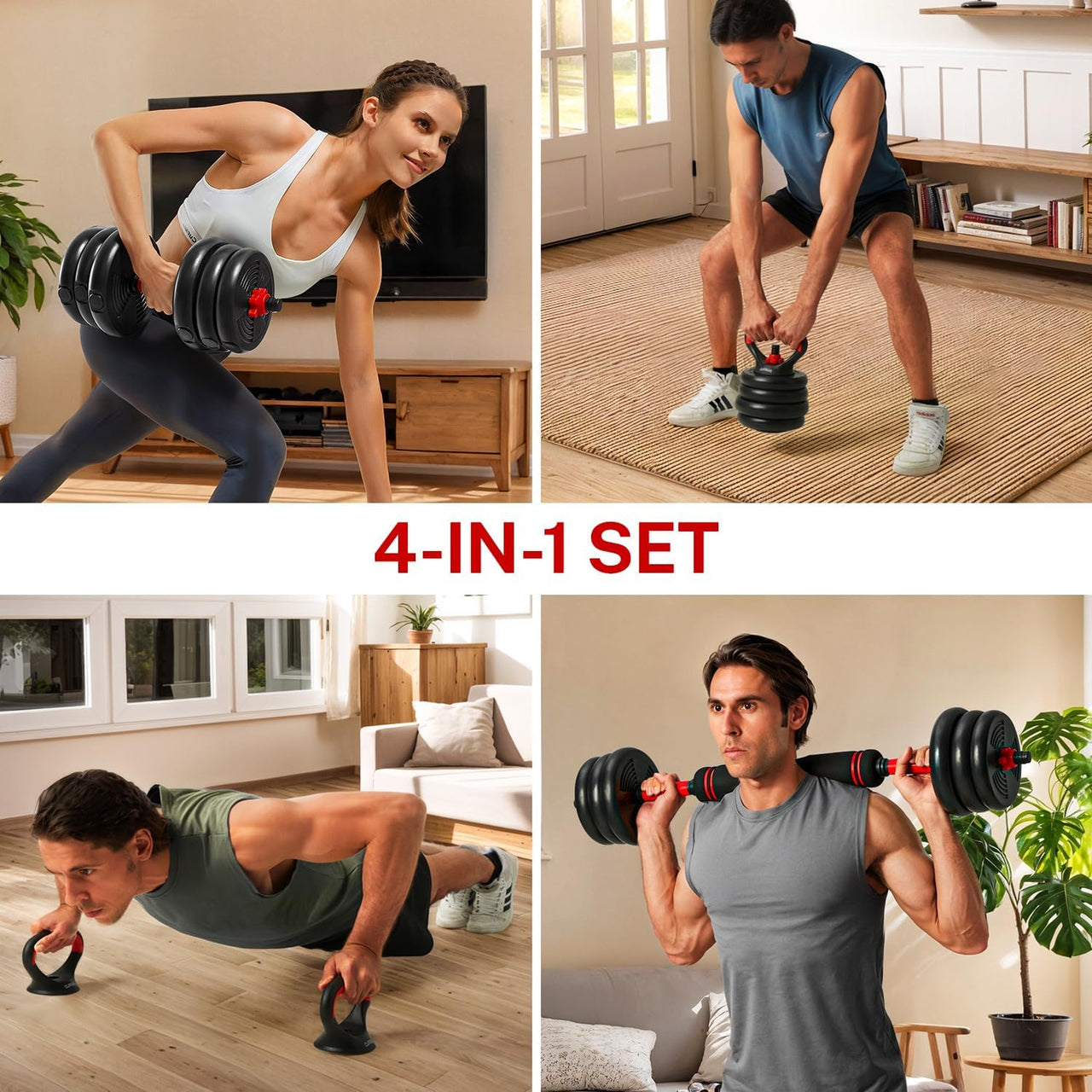 Dumbbell set with included kettlebell base