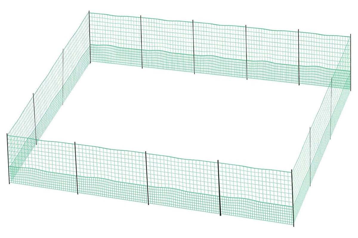 Large poultry fence with 15 black posts