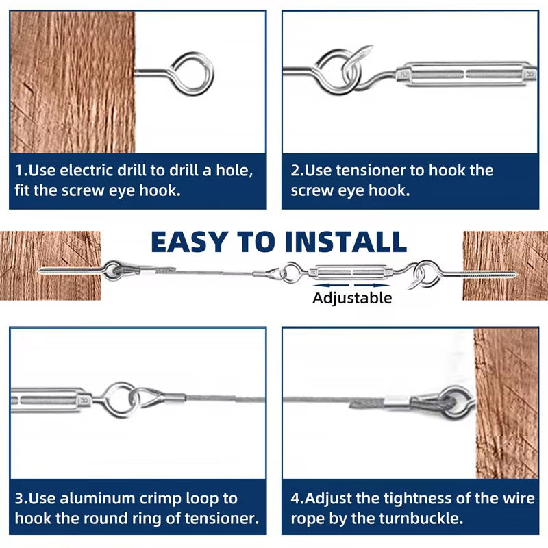 30M Stainless Steel Wire Rope Cable Kit