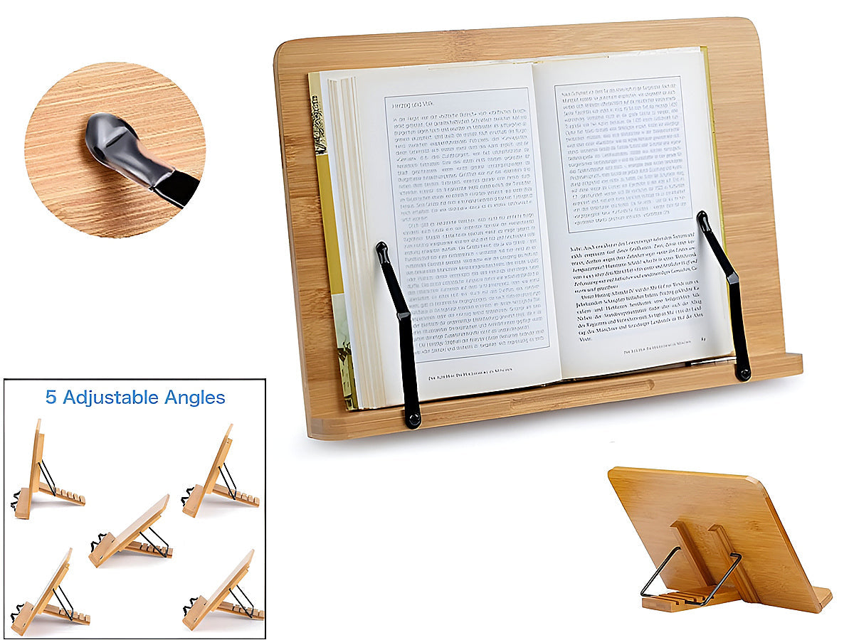 Reading Book Stand Adjustable Wooden Bible Holder Bamboo Foldable Rack Tablet