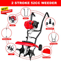 Thumbnail for Rotary Hoe Tiller Cultivator 52CC Heavy Duty 2 Stroke