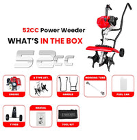 Thumbnail for Rotary Hoe Tiller Cultivator 52CC Heavy Duty 2 Stroke