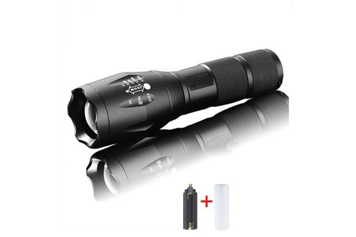 Front view of LED torch showing CREE XM-L T6 LED