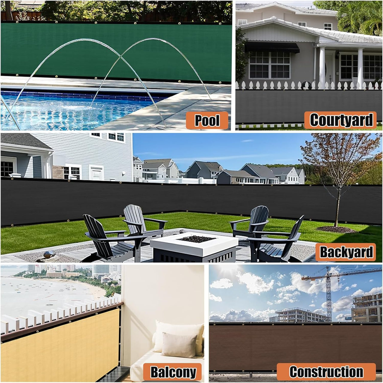 Privacy netting stretched on garden fence