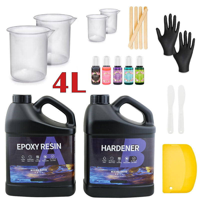 Resine Icontainers Epoxy Resin 1:1 4 Liter Kit Clear Resin with Pigments – Homyspire