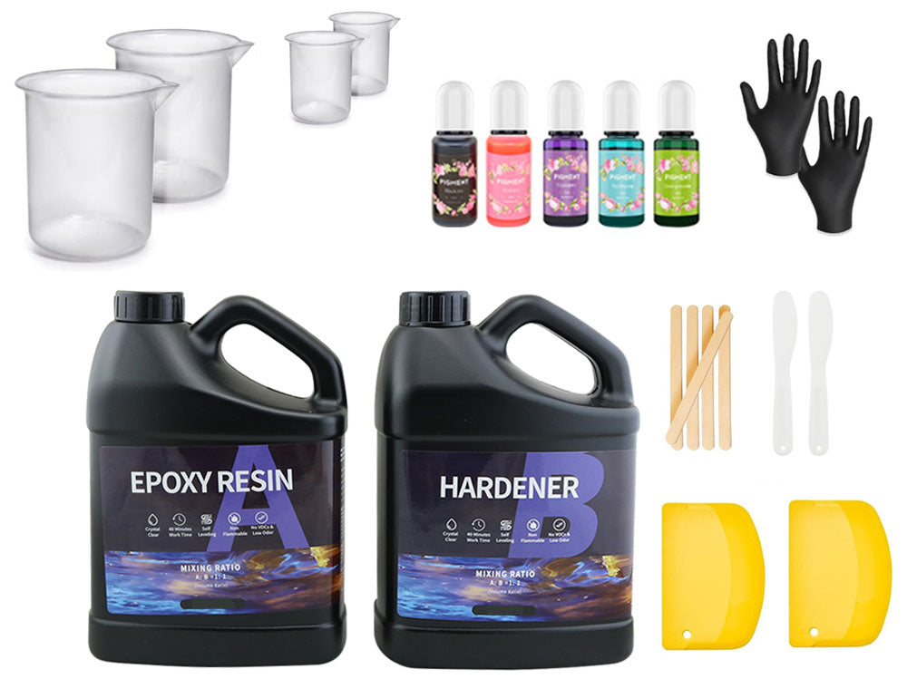 Set of five resin pigments included in kit