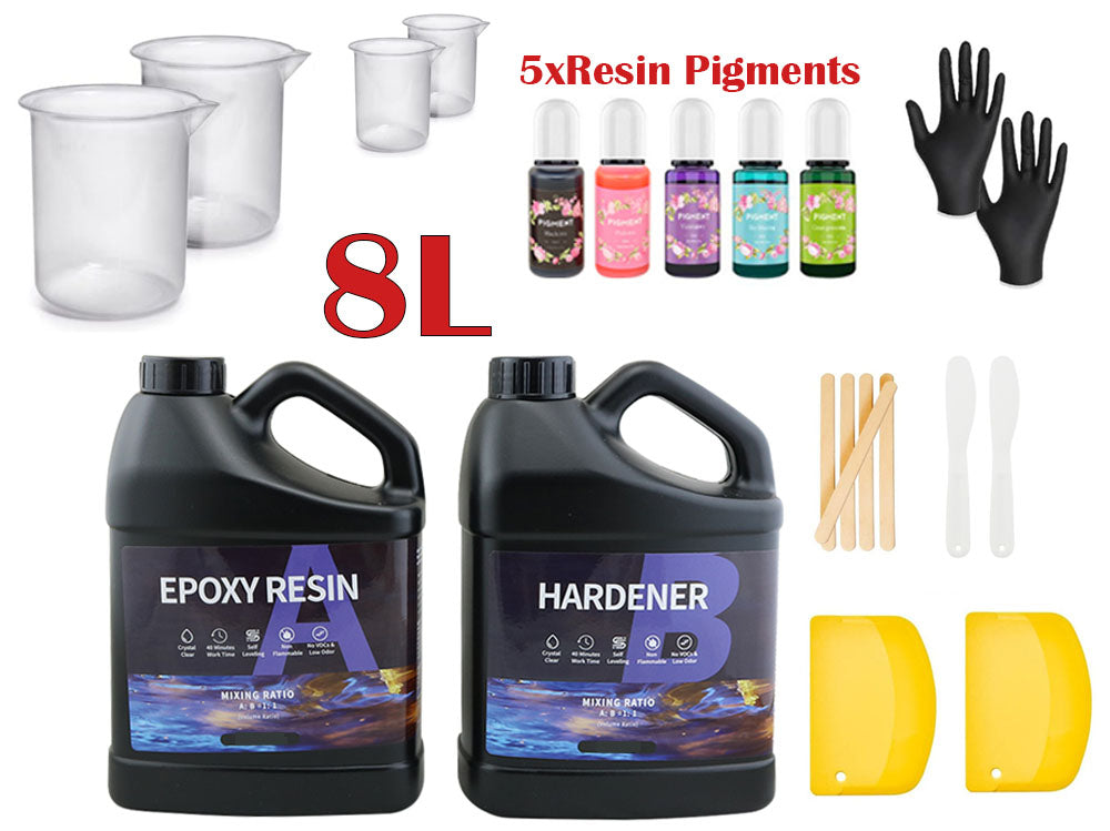 Mixing sticks and measuring cups for resin