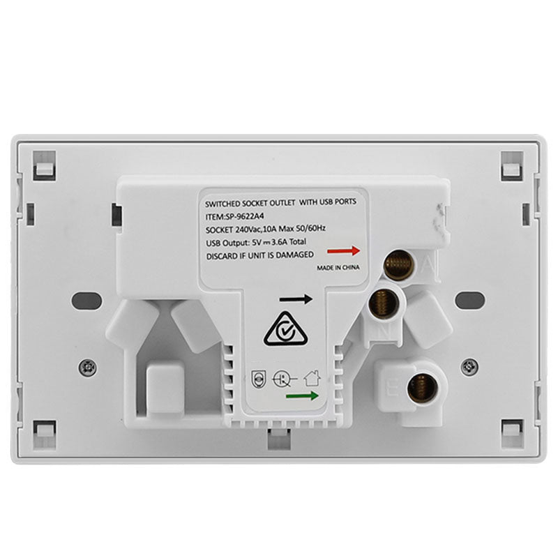 Double Power Point Wall Socket with USB