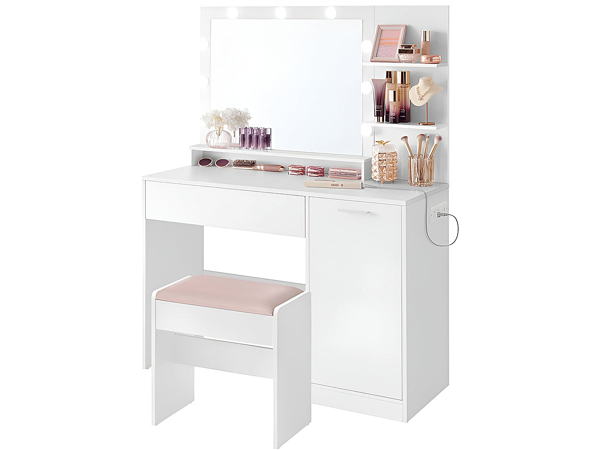 Dressing table with Stool - White
