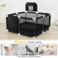 Thumbnail for Portable Baby Playpen Fence Gate Wall Fence Barrier Play Gym Mat 125cm