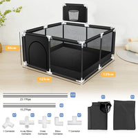 Thumbnail for Portable Baby Playpen Fence Gate Wall Fence Barrier Play Gym Mat 125cm
