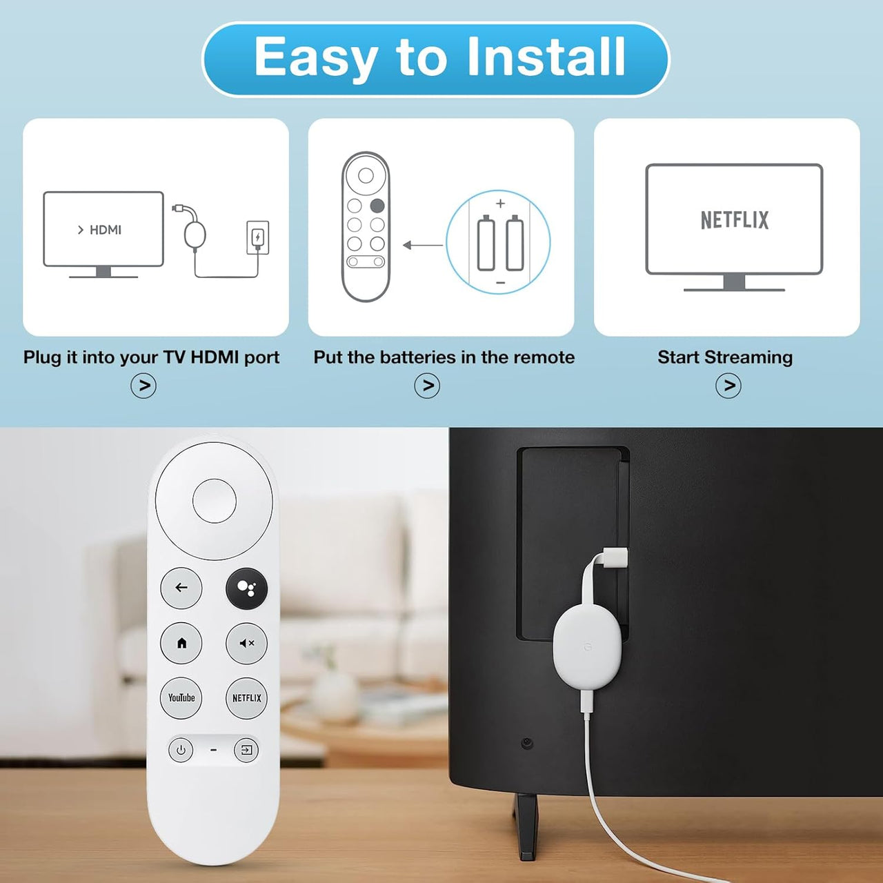 Compatible Google Chromecast 4K TV Remote Control