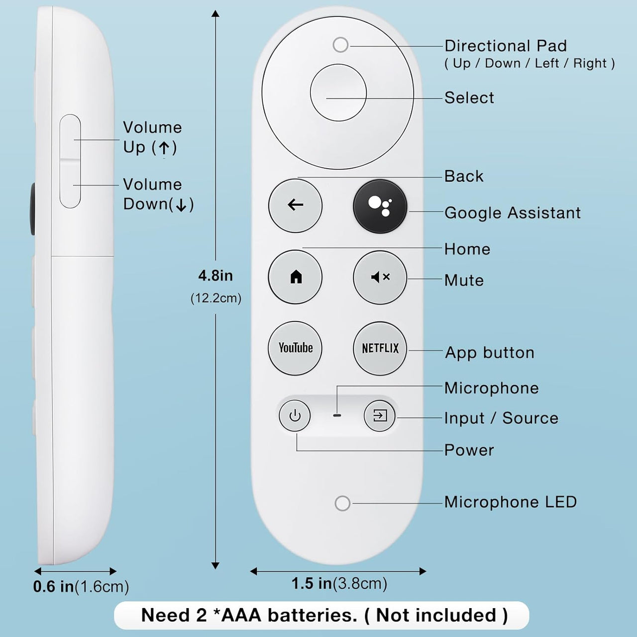 Compatible Google Chromecast 4K TV Remote Control