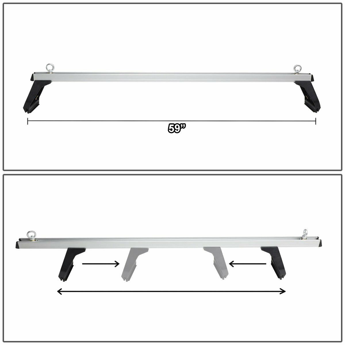Tie-down straps attached to car roof rack cross bar