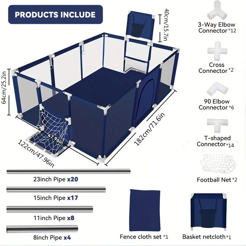 Portable Baby Playpen Fence Gate Wall Fence Barrier PlayPen 182cm