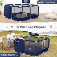 Thumbnail for Portable Baby Playpen Fence Gate Wall Fence Barrier Play Gym Mat 125cm