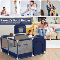 Thumbnail for Portable Baby Playpen Fence Gate Wall Fence Barrier Play Gym Mat 125cm