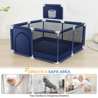 Thumbnail for Portable Baby Playpen Fence Gate Wall Fence Barrier Play Gym Mat 125cm