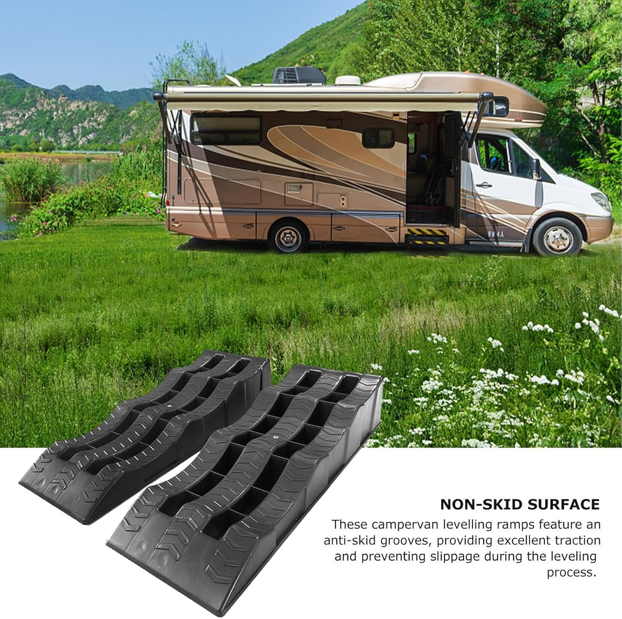 2PCS RV Leveling Blocks Camper Wheel Chocks Ramp