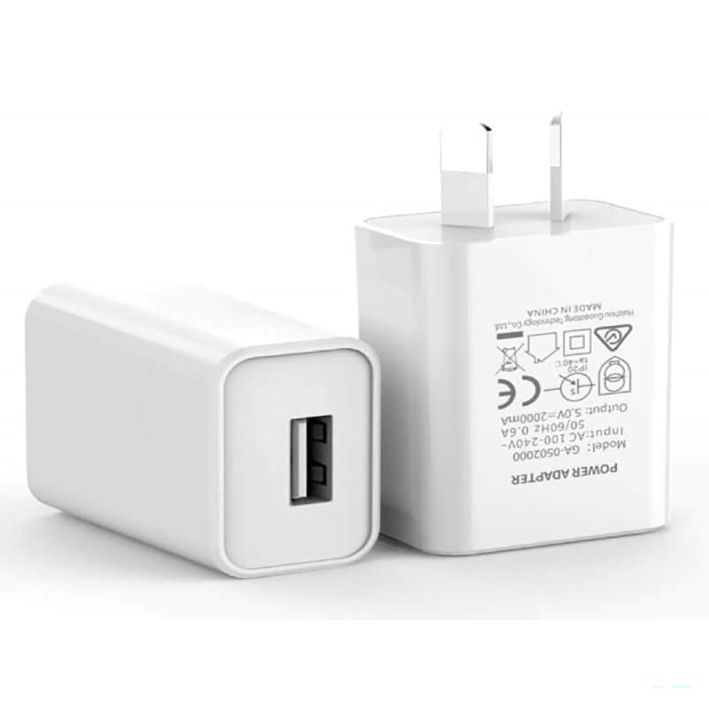 USB wall charger with AU NZ plug front view