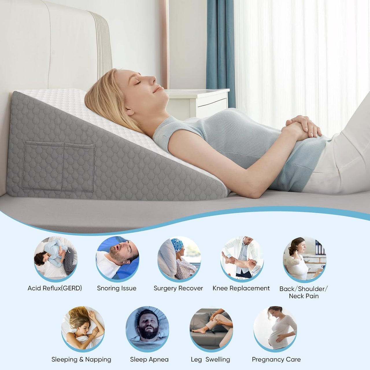 Wedge Pillow Memory Foam Cool Gel Adjuastable Cushion