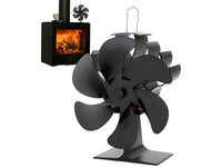 Thumbnail for Black aluminium stove fan with spiral blade design