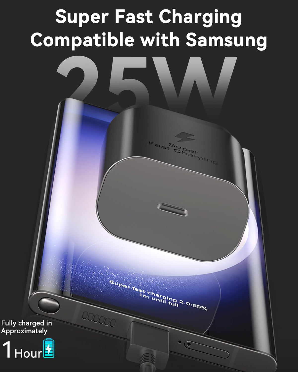 Samsung 25W Fast Charger With Type C Cable Replacement