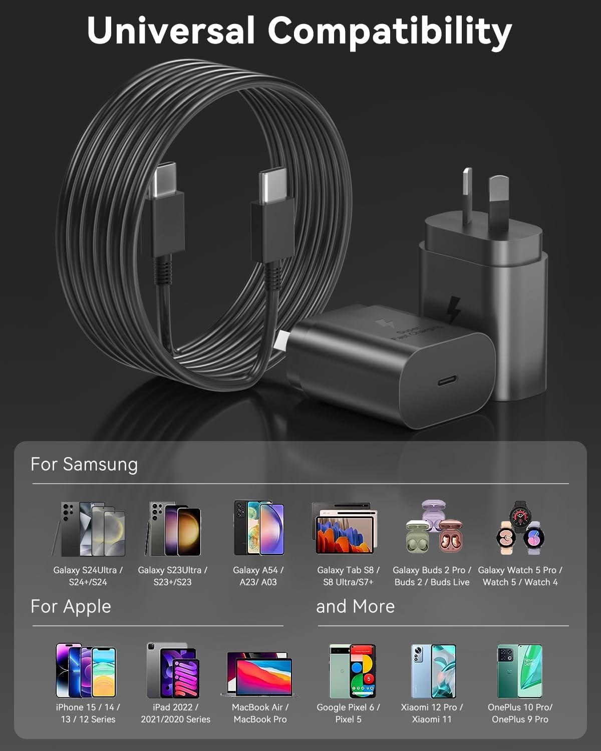 Samsung 25W Fast Charger With Type C Cable Replacement