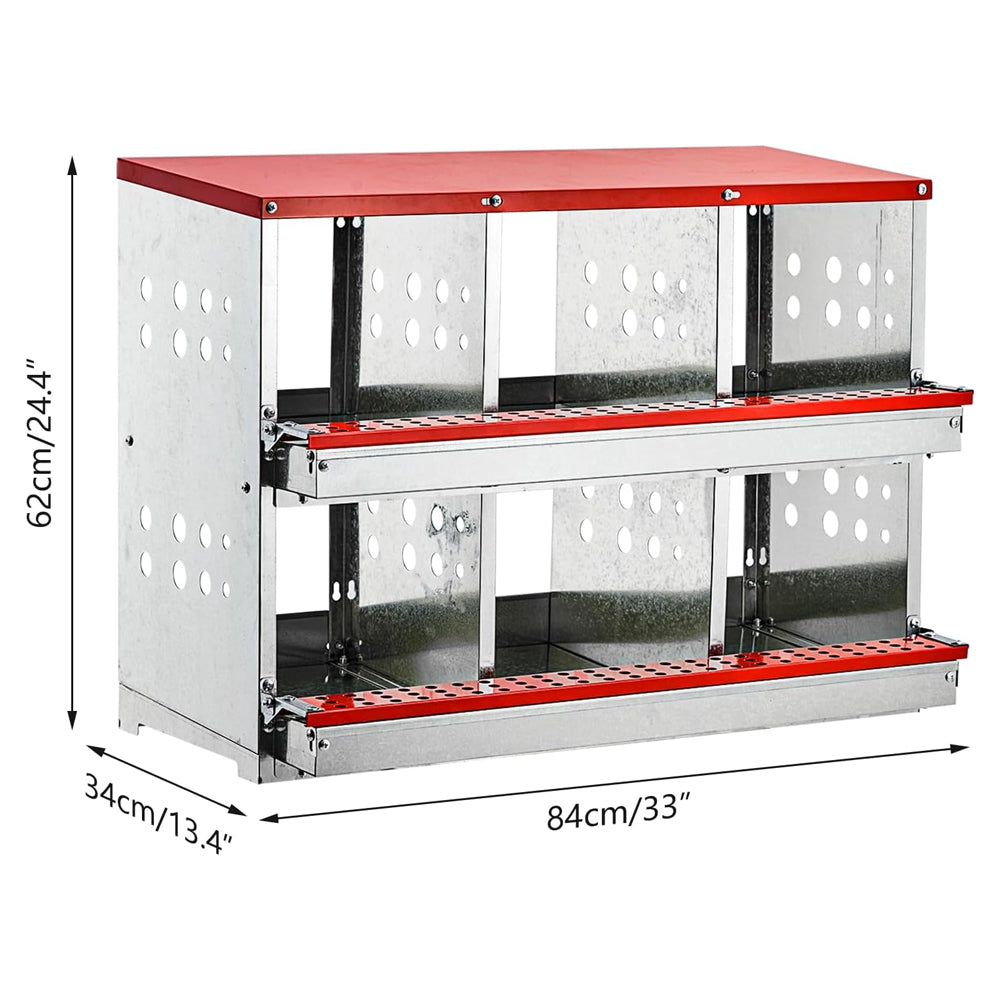 Nesting Box Chicken Hen Roll Away Laying Nest Boxes Chook Brooder 6 Compartment