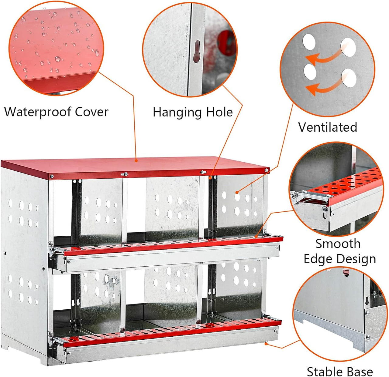 Nesting Box Chicken Hen Roll Away Laying Nest Boxes Chook Brooder 6 Compartment