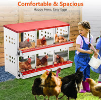 Thumbnail for Nesting Box Chicken Hen Roll Away Laying Nest Boxes Chook Brooder 6 Compartment