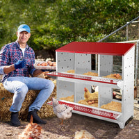 Thumbnail for Nesting Box Chicken Hen Roll Away Laying Nest Boxes Chook Brooder 6 Compartment