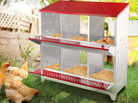 Thumbnail for Nesting Box Chicken Hen Roll Away Laying Nest Boxes Chook Brooder 6 Compartment