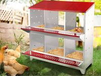 Thumbnail for Nesting Box Chicken Hen Roll Away Laying Nest Boxes Chook Brooder 6 Compartment