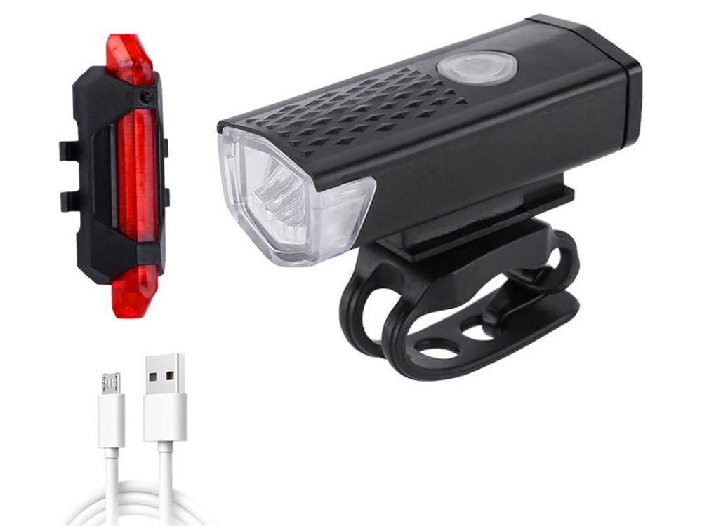 Bicycle Headlight and Taillight Set USB Rechargeable Mini Bike Front and Rear Light