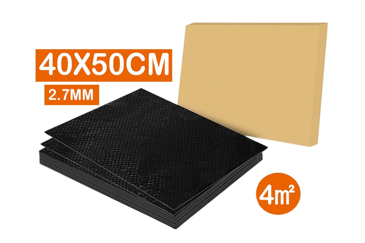 Sound deadener mat sheets stacked for automotive use