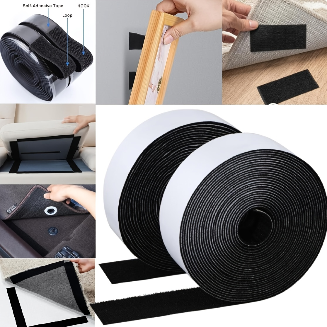 Velcro tape cut to size for DIY fastening