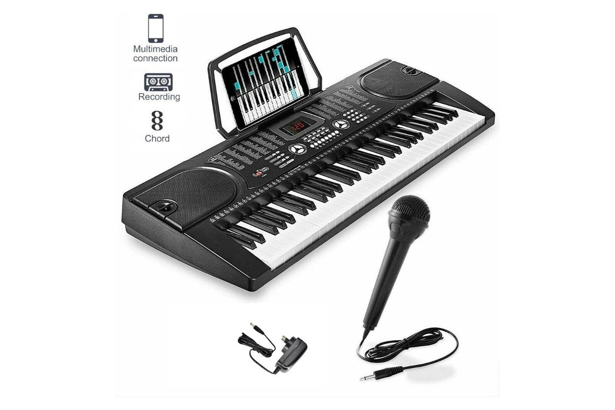 Side view of keyboard piano with control buttons