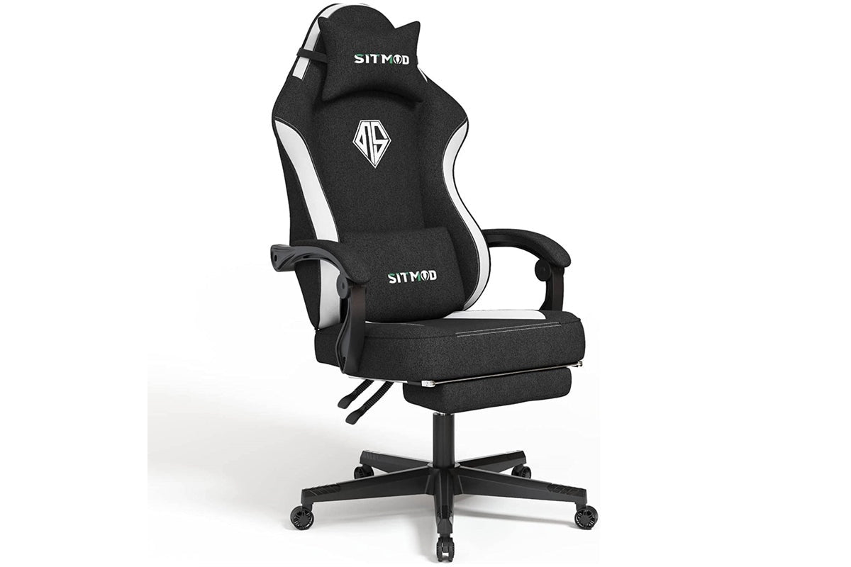 Gaming chair with adjustable headrest and lumbar support