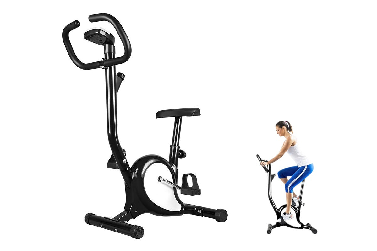 Digital LCD monitor showing workout data